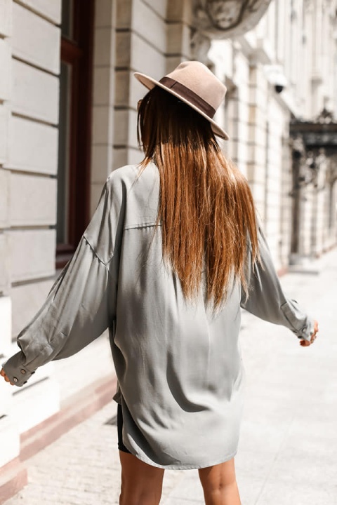 Bluzka koszulowa o kroju oversize khaki - ME GUSTA