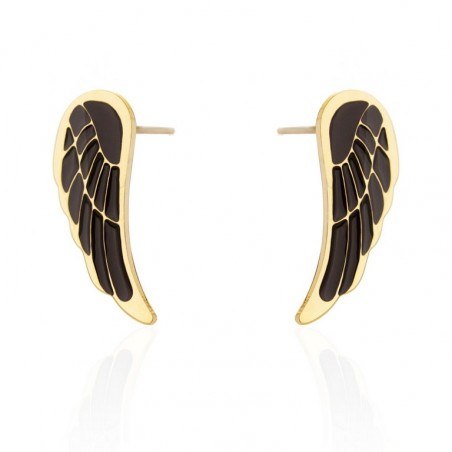 Czarne skrzydła kolczyki ze stali szlachetnej