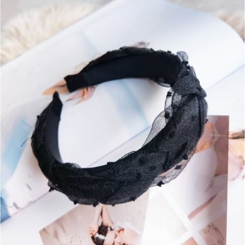 Opaska z żorżety w kropki DOTS czarna