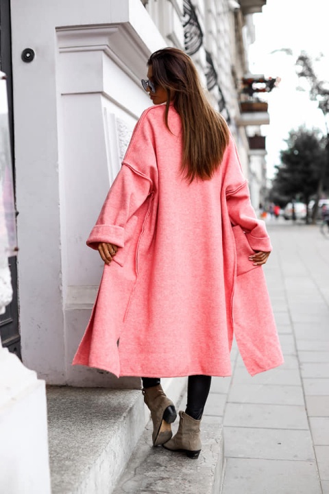 Płaszcz maxi z szalowym kołnierzem z przędzy