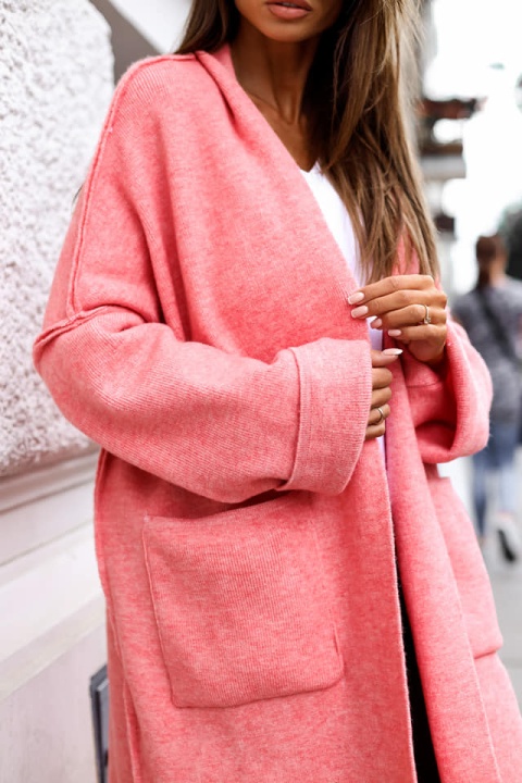 Płaszcz maxi z szalowym kołnierzem z przędzy