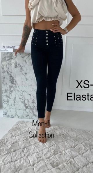 Czarne dżinsowe rurki z cyrkoniami MILANO