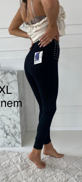 Czarne dżinsowe rurki z cyrkoniami MILANO