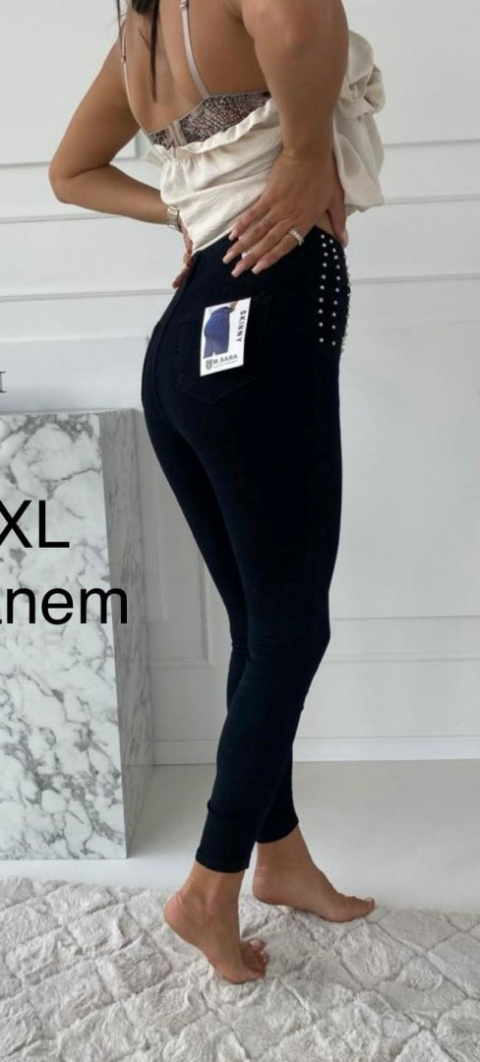 Czarne dżinsowe rurki z cyrkoniami MILANO