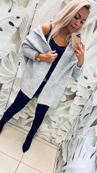 Kardigan guma krótki popiel - STAYHERE