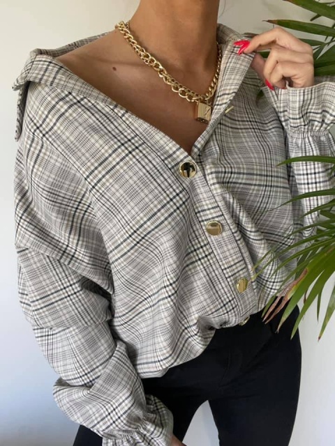 Koszula oversize ze złotymi guzikami EXCLUSIVE - AGATHA FASHION