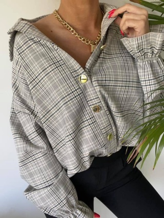 Koszula oversize ze złotymi guzikami EXCLUSIVE - AGATHA FASHION