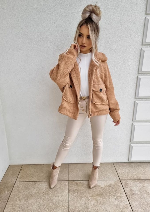 Kożuszek z kieszeniami camel - BY ME