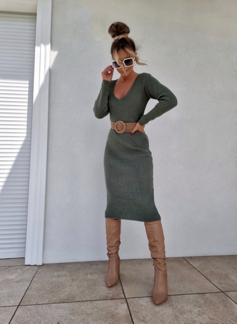 Sukienka dzianinowa khaki - BY ME