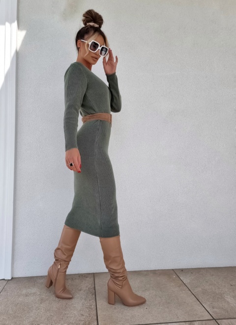 Sukienka dzianinowa khaki - BY ME