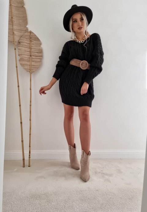 Sukienka warkocz BRAID czarna - BY ME