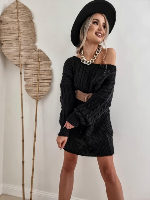 Sukienka warkocz BRAID czarna - BY ME