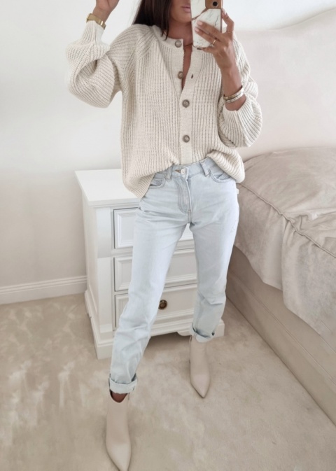 Sweter zapinany na złote guziki GOLD waniliowy - BY ME