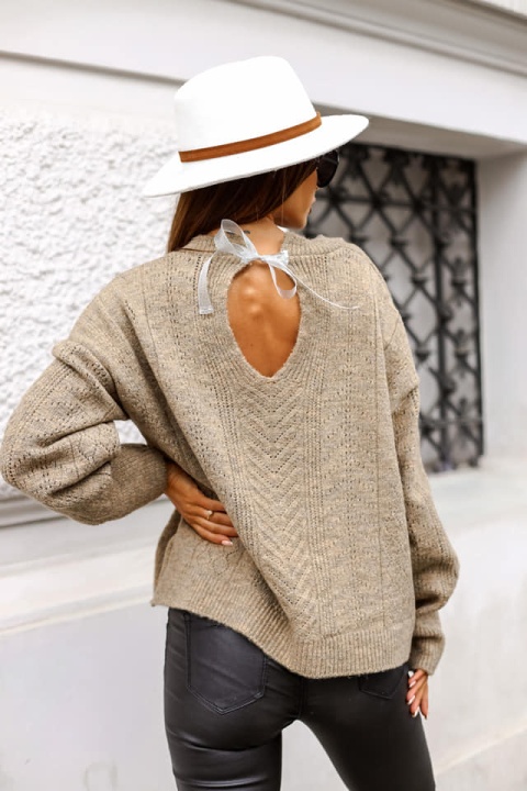 Sweterek Bow z kokardą na plecach orzech - ME GUSTA