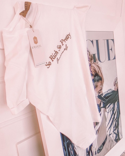 T-shirt SO PRETTY biały - LA MANUEL