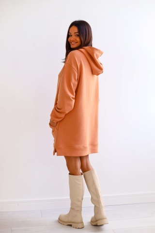 Długa bluza kangurka SHARON morelowa - ME GUSTA