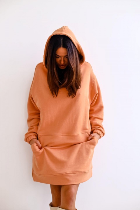 Długa bluza kangurka SHARON morelowa - ME GUSTA