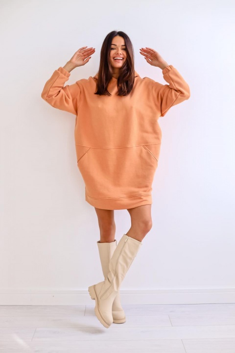 Długa bluza kangurka SHARON morelowa - ME GUSTA