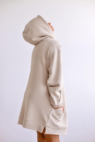 Długa bluza kangurka SHARON jasny beż - ME GUSTA