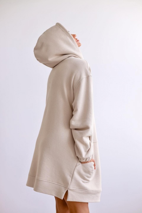 Długa bluza kangurka SHARON jasny beż - ME GUSTA