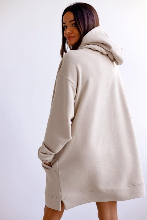 Długa bluza kangurka SHARON jasny beż - ME GUSTA