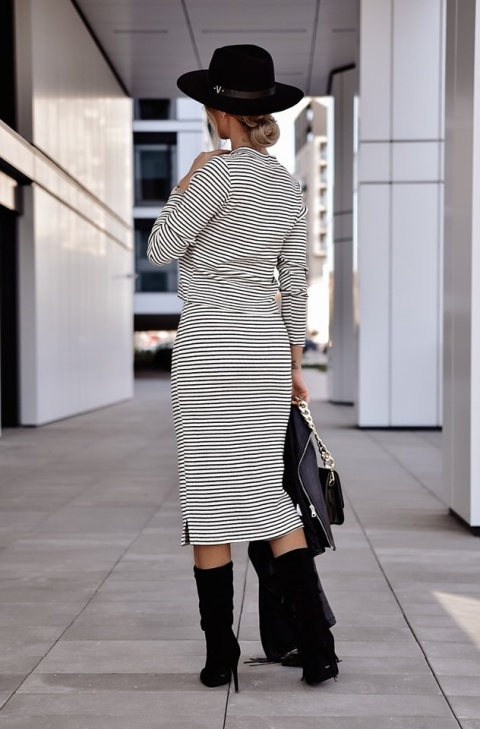 Dzianinowy komplet w paski ELLEN - XANA