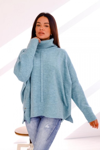 Golf z ozdobnym szwem NEVADA morski - ME GUSTA