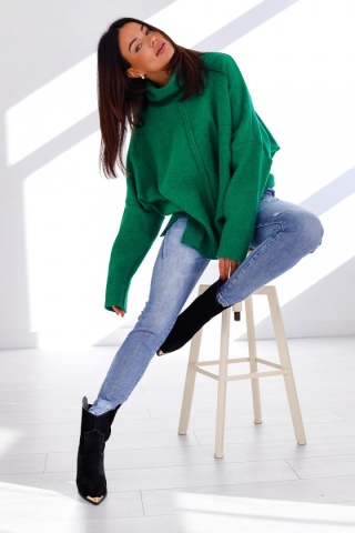 Golf z ozdobnym szwem NEVADA zieleń - ME GUSTA