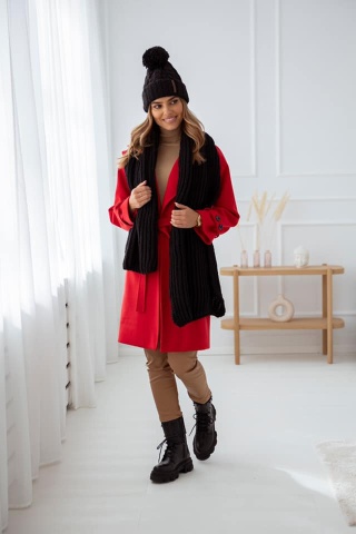 Komplet czapka i szal SWEET czarny SEMPRE