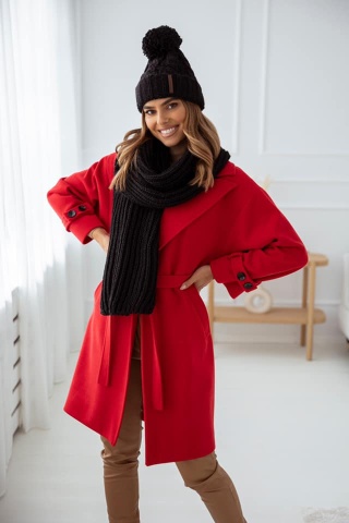 Komplet czapka i szal SWEET czarny SEMPRE