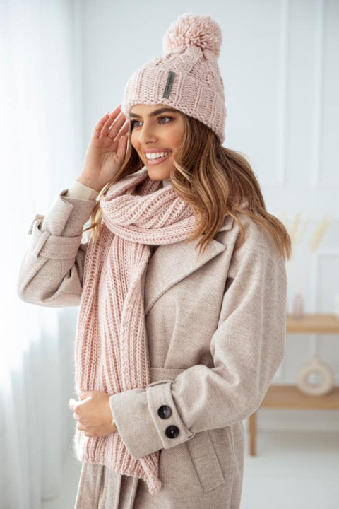 Set cap and scarf SWEET light pink SEMPRE Set cap and scarf SWEET light pink SEMPRE