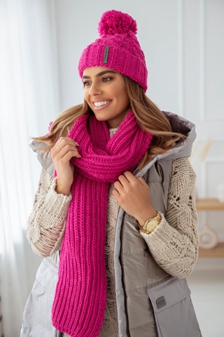 Komplet czapka i szal SWEET fuksja SEMPRE
