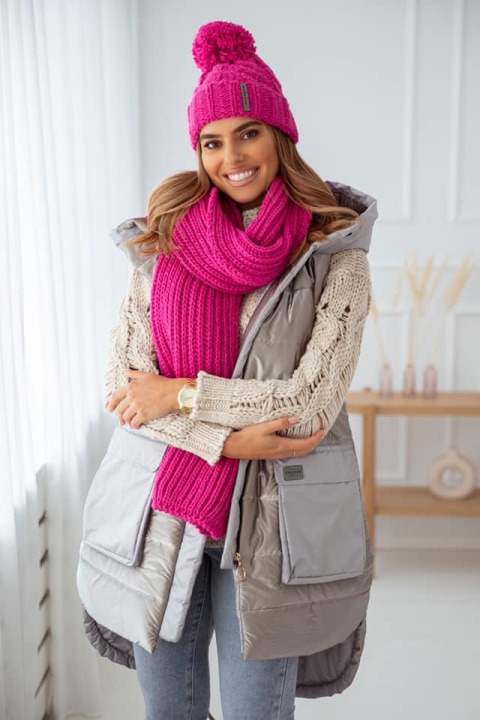 Komplet czapka i szal SWEET fuksja SEMPRE