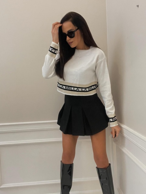 Krótki sweter LOGO IN GOLD ecru LA MILLA