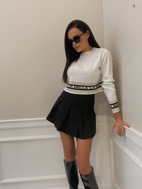 Krótki sweter LOGO IN GOLD ecru LA MILLA