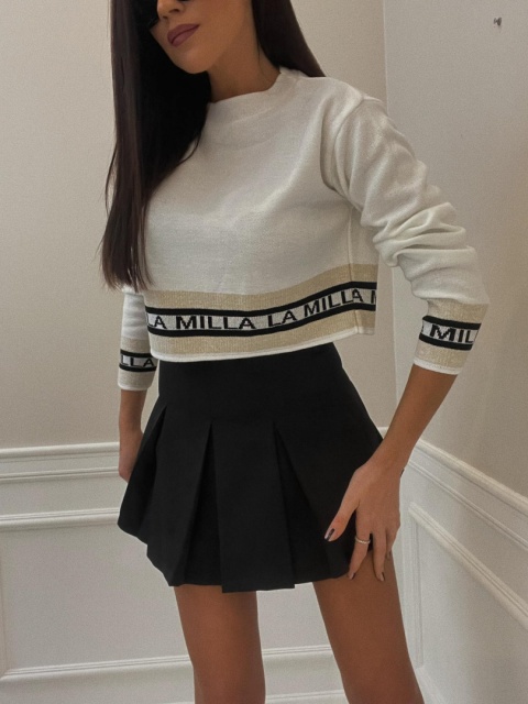 Krótki sweter LOGO IN GOLD ecru LA MILLA