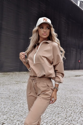Komplet dresowy spodnie i bluza LEILA camel - XANA