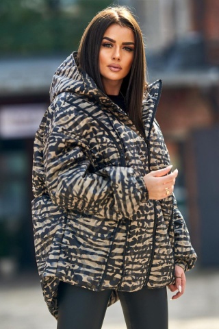 Kurtka z ozdobnymi zamkami w cętki żółta - ME GUSTA