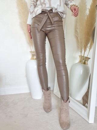 Spodnie woskowane wiązane w pasie DG mokka - BY ME