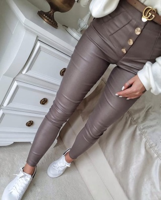 Spodnie woskowane ze złotymi guzikami KARL fango - BY ME