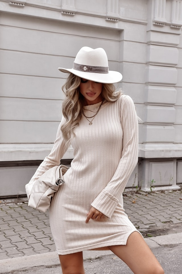 Sukienka dzianinowa DALIA beż - XANA Sukienka dzianinowa DALIA beż - XANA