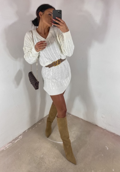 Sukienka dzianinowa GRAM ecru - BY ME