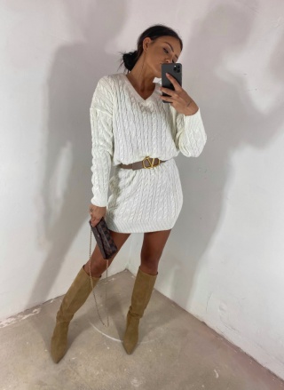 Sukienka dzianinowa GRAM ecru - BY ME