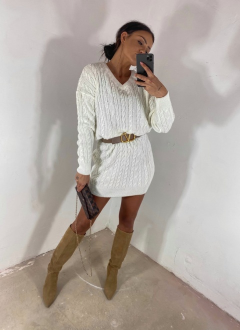 Sukienka dzianinowa GRAM ecru - BY ME