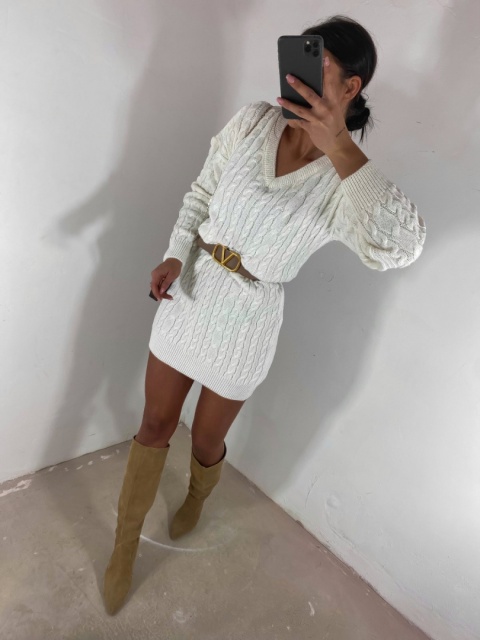 Sukienka dzianinowa GRAM ecru - BY ME