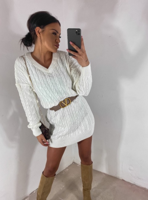 Sukienka dzianinowa GRAM ecru - BY ME