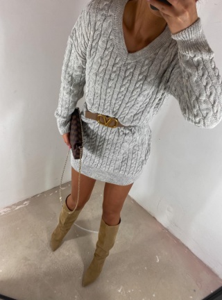 Sukienka dzianinowa GRAM szara - BY ME