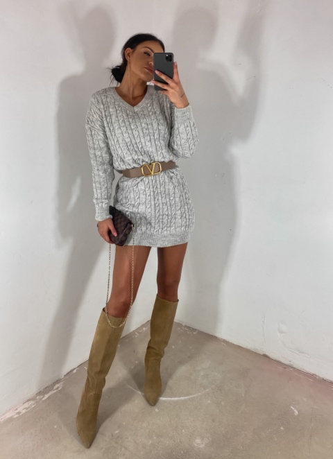 Sukienka dzianinowa GRAM szara - BY ME