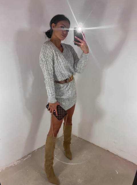 Sukienka dzianinowa GRAM szara - BY ME