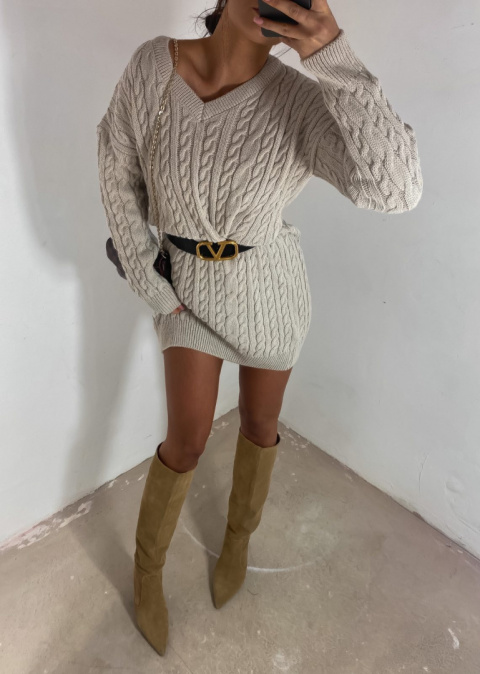 Knitted dress GRAM beige - BY ME
